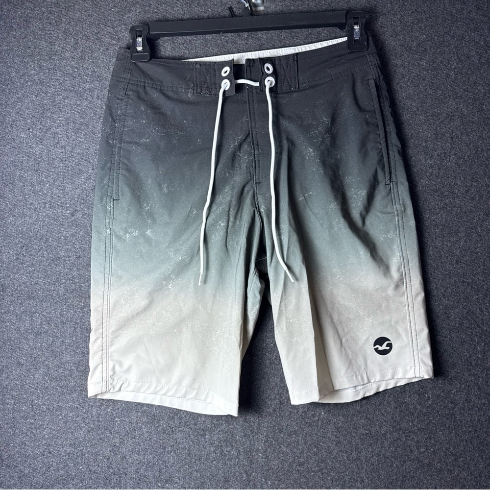 HOLLISTER MENS 28 BOARD SHORTS SWIM TRUNKS‎ TIE EPIC CLEX OMBRE STRETCH BLACK